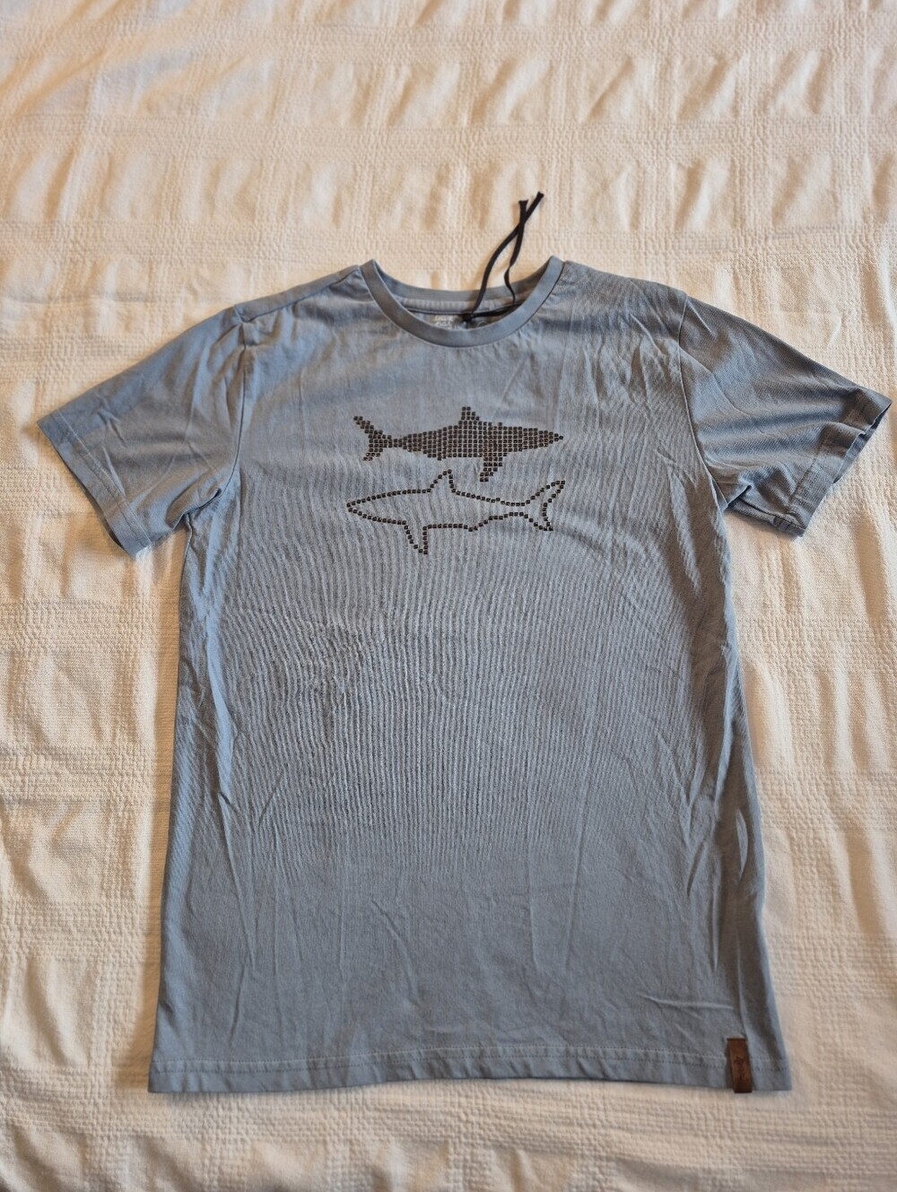 deux par deux boys size 10 light blue fish designed shirt NWOT